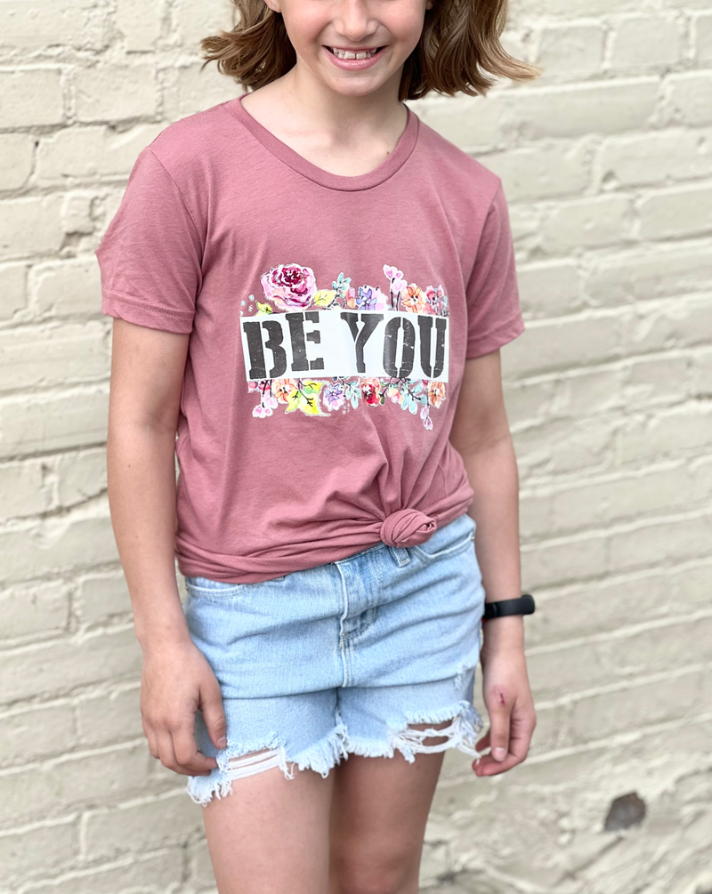 Girl's Graphic Tee - Be You Floral