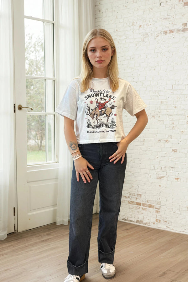 Crop Tee - Cowboy Santa