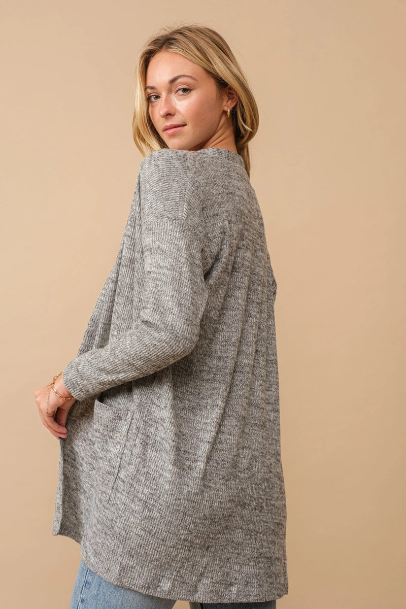 Brushed Ribbed Cardigan
