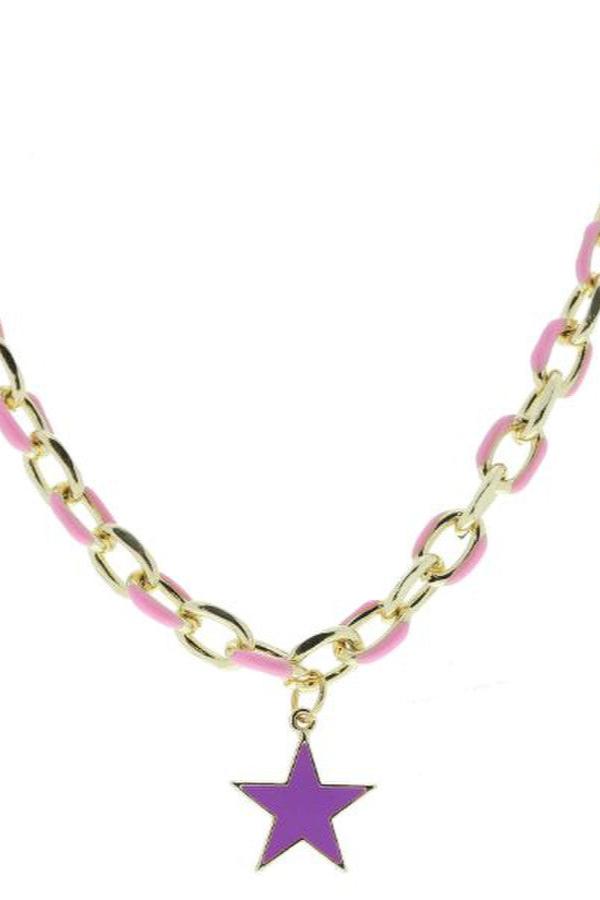 Enamel Chain Star Necklace