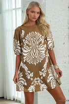 Floral Motif Puff Sleeve Dress