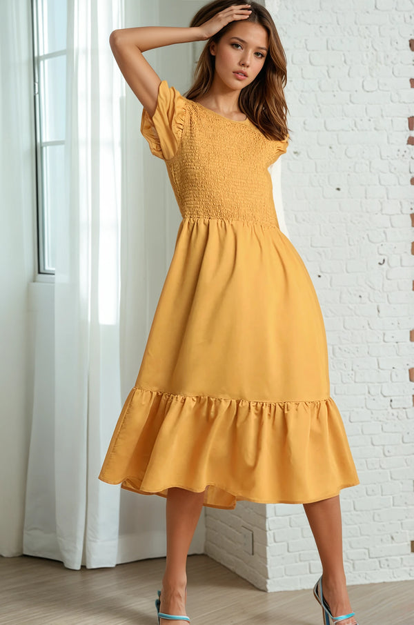 Goldenrod Smocked Dress