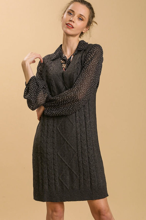 Sweater Vest Dress - Black