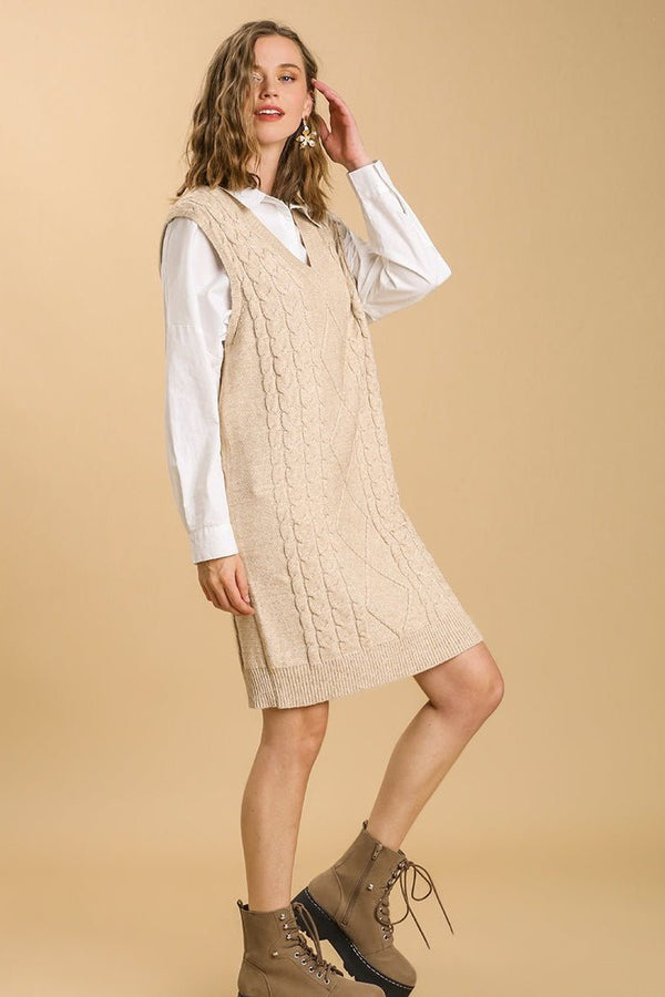 Sweater Vest Dress - Latte