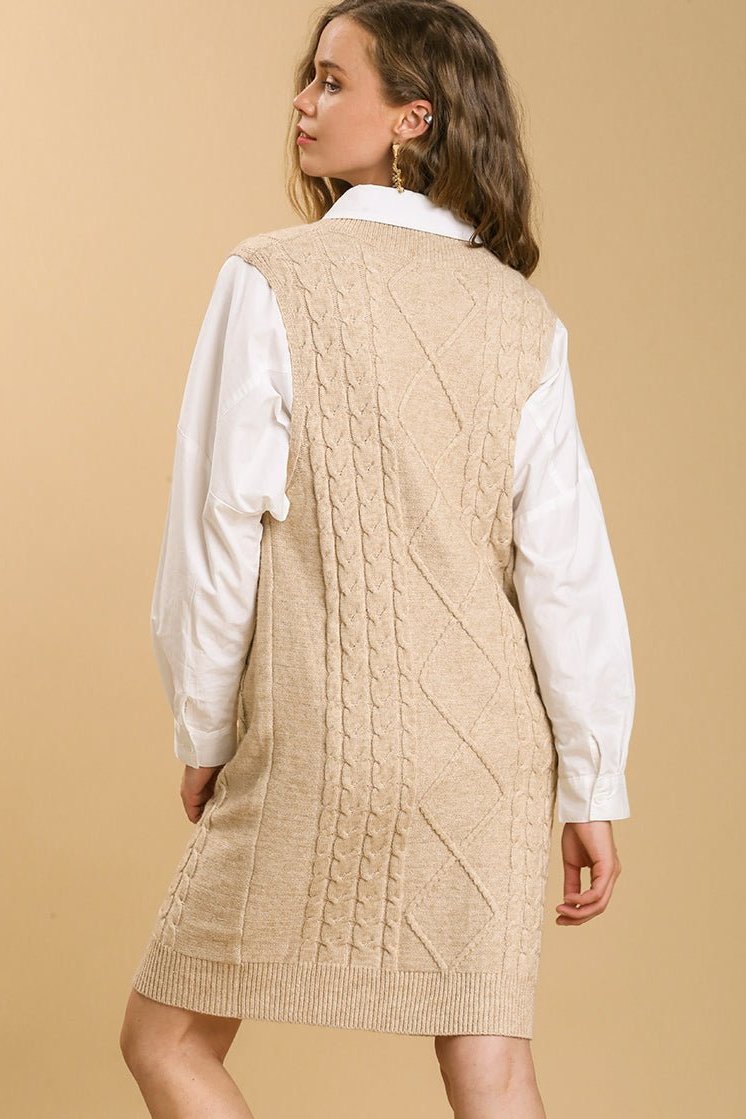 Sweater Vest Dress - Latte