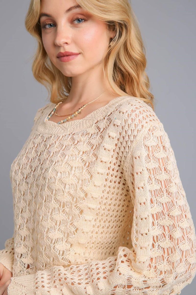 Dressy Sweater with Back Strap - Cream