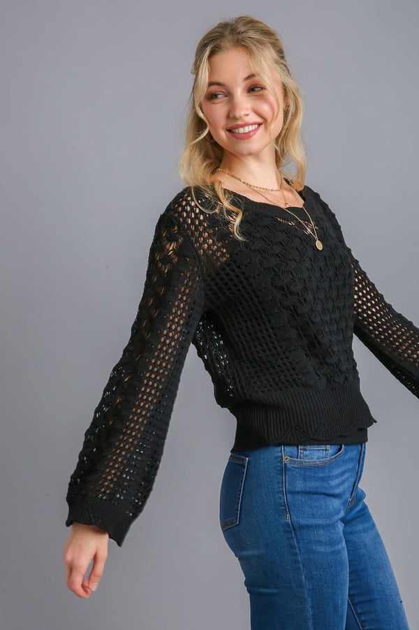 Dressy Sweater with Back Strap - Black