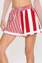 Mixed Stripe Shorts - Red
