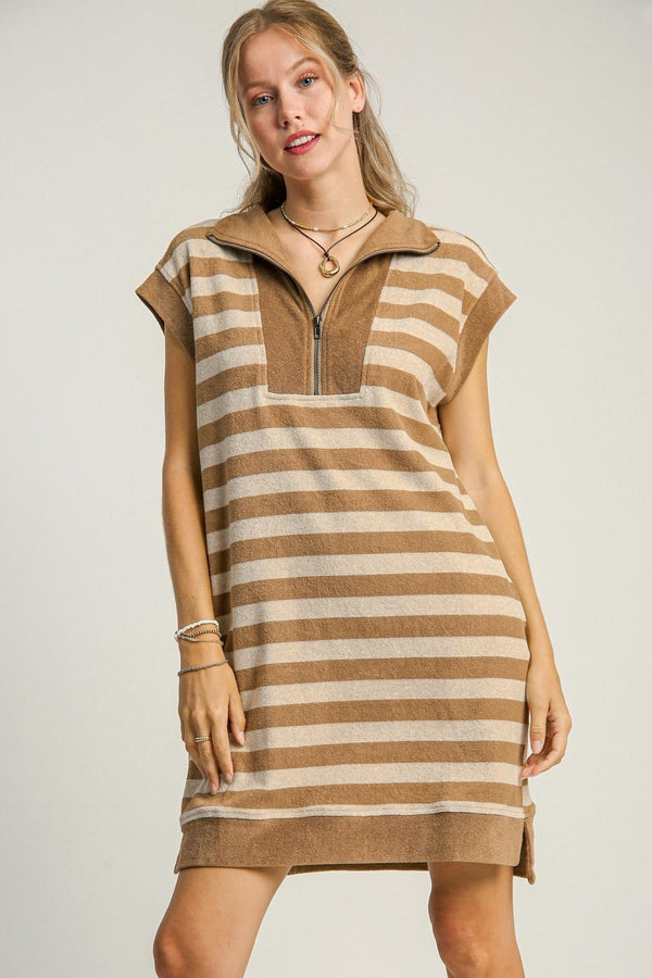 Textured Striped Mini Dress