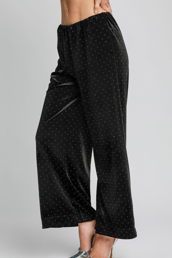 Beaded Velvet Pants - Black