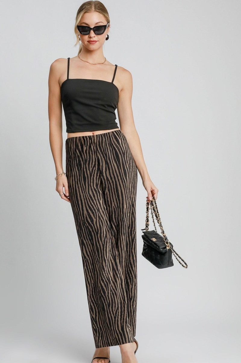 Zebra Print Pleated Pants