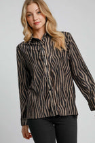 Zebra Print Pleated Top