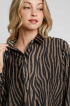 Zebra Print Pleated Top