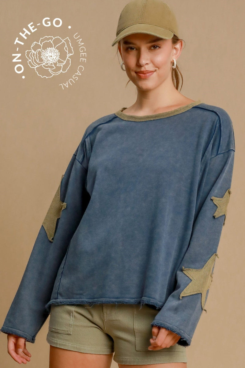 Mineral Washed Star Detail Top