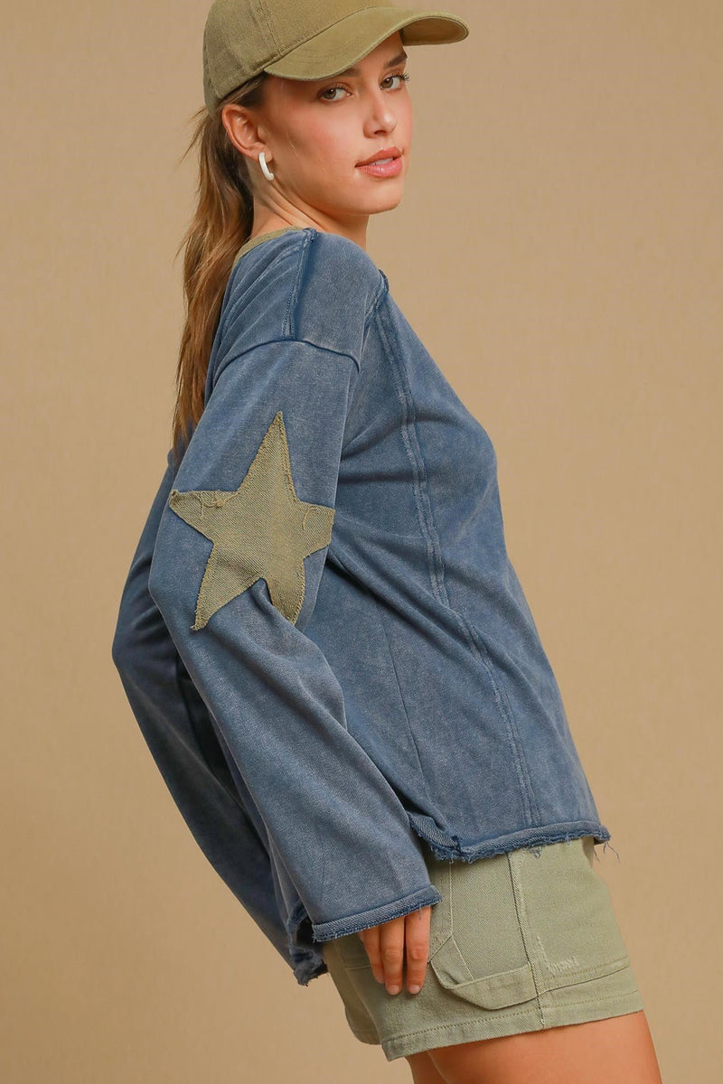 Mineral Washed Star Detail Top