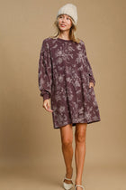 French Terry Floral Dress - Plum