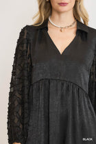 Detail Sleeve Black Dress