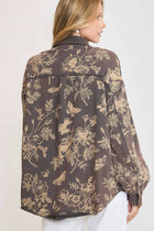 Washed French Terry Floral Print Shacket