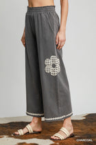 Flower Lace Applique French Terry Pants