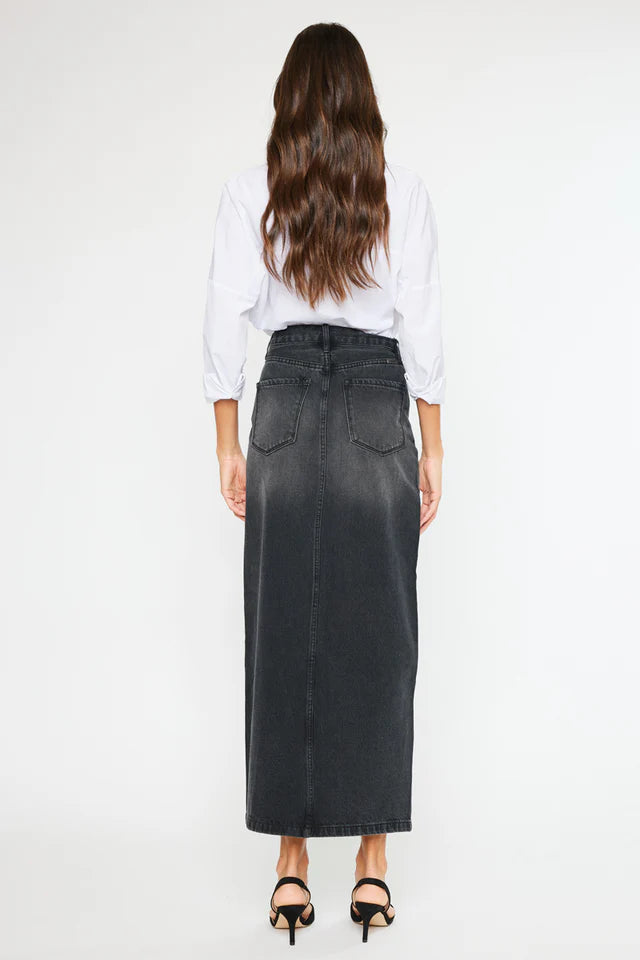 Reese 90's Denim Maxi Skirt - Washed Black