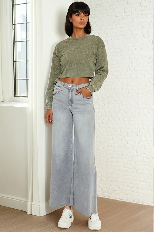 Maddie High Rise Cropped Palazzo Jeans