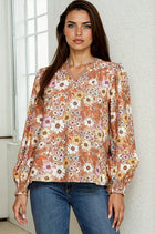 Ruffle Neck Floral Blouse