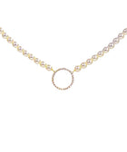 Pave Circle & Pearl Beads Necklace