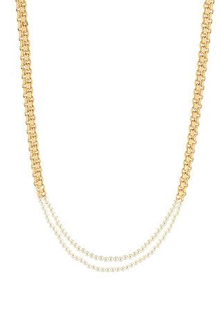 Curb Chain Pearl Detail Necklace