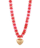 Beaded Heart Pendant Necklace - 3 Colors