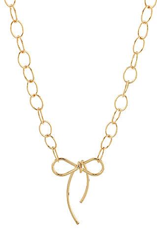 Bow Detail Oval Chain Necklace