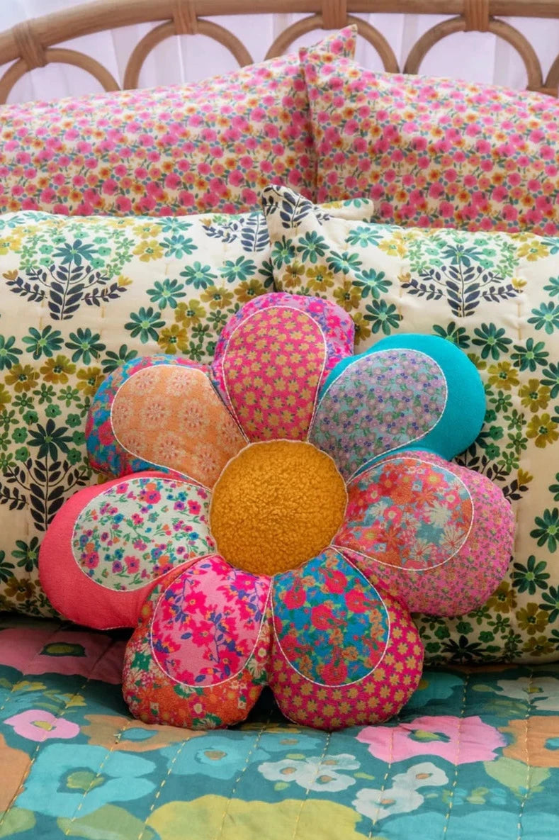 Whimsy Patchwork Pillow - Flower