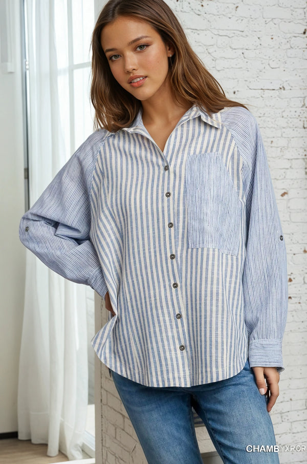 Mixed Stripe Button Down Shirt