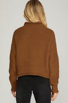 Mock Neck Knit Sweater - Cinnamon