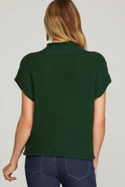 Sleeveless Mock Neck Knit Sweater-Green