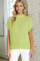 Sleeveless Mock Neck Knit Sweater - Avocado