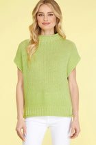 Sleeveless Mock Neck Knit Sweater - Avocado