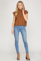 Cable Sweater Vest Top - Caramel