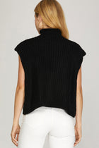 Cable Sweater Vest Top - Black