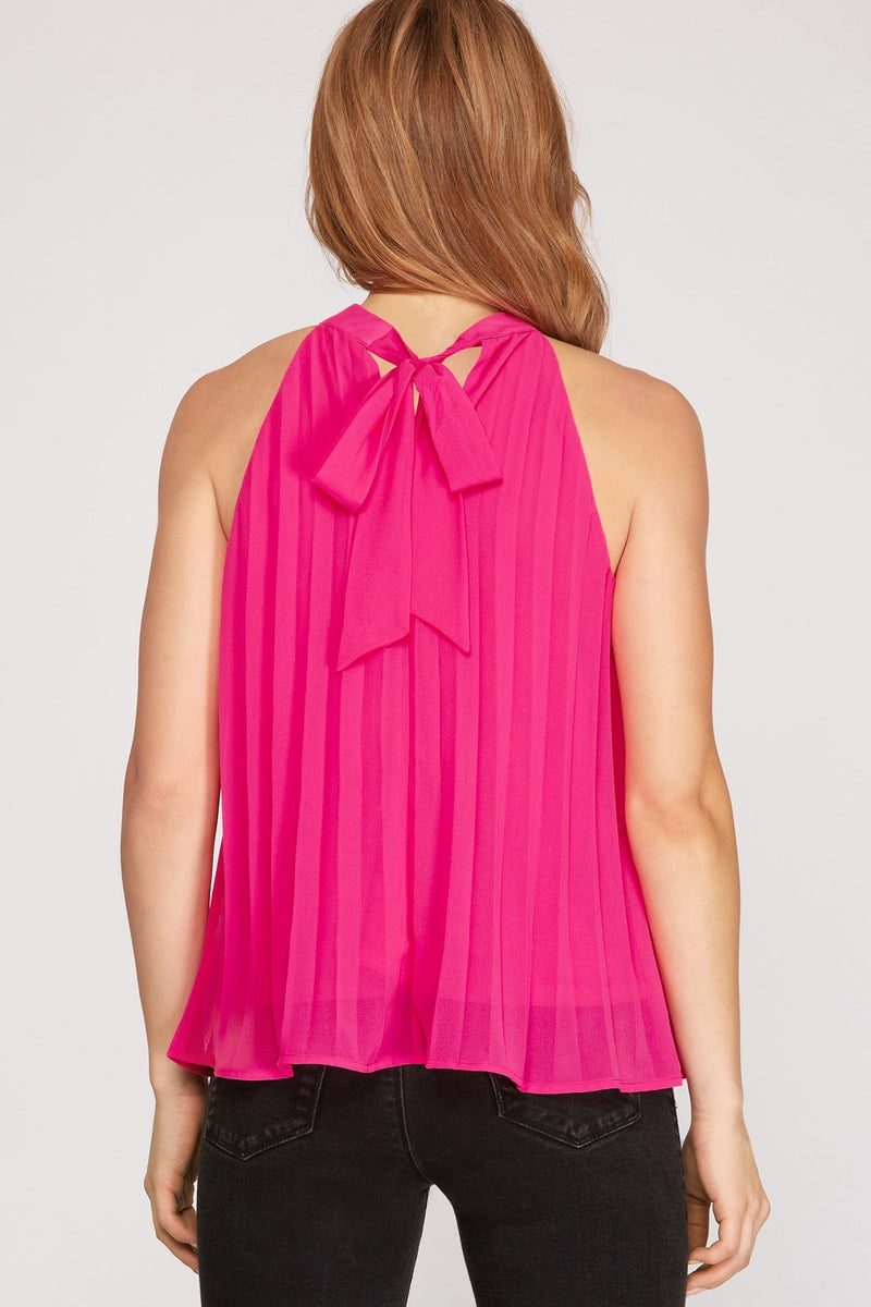 Pleated Tie Back Top