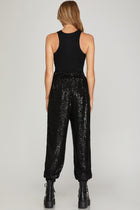 Sequin Jogger - Black