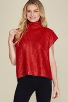 Foil Sweater Vest Top - Red