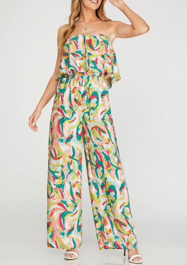 Strapless Printed Jumpsuit