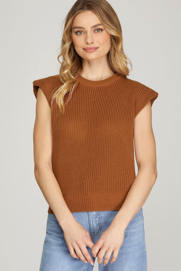 Sweater Vest Top - Camel