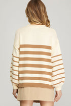 Striped Balloon Sleeve Sweater