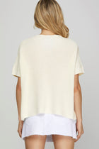 Short Sleeve Sweater Top - Off White