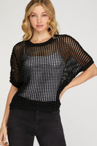 Fishnet Sweater Top - Black