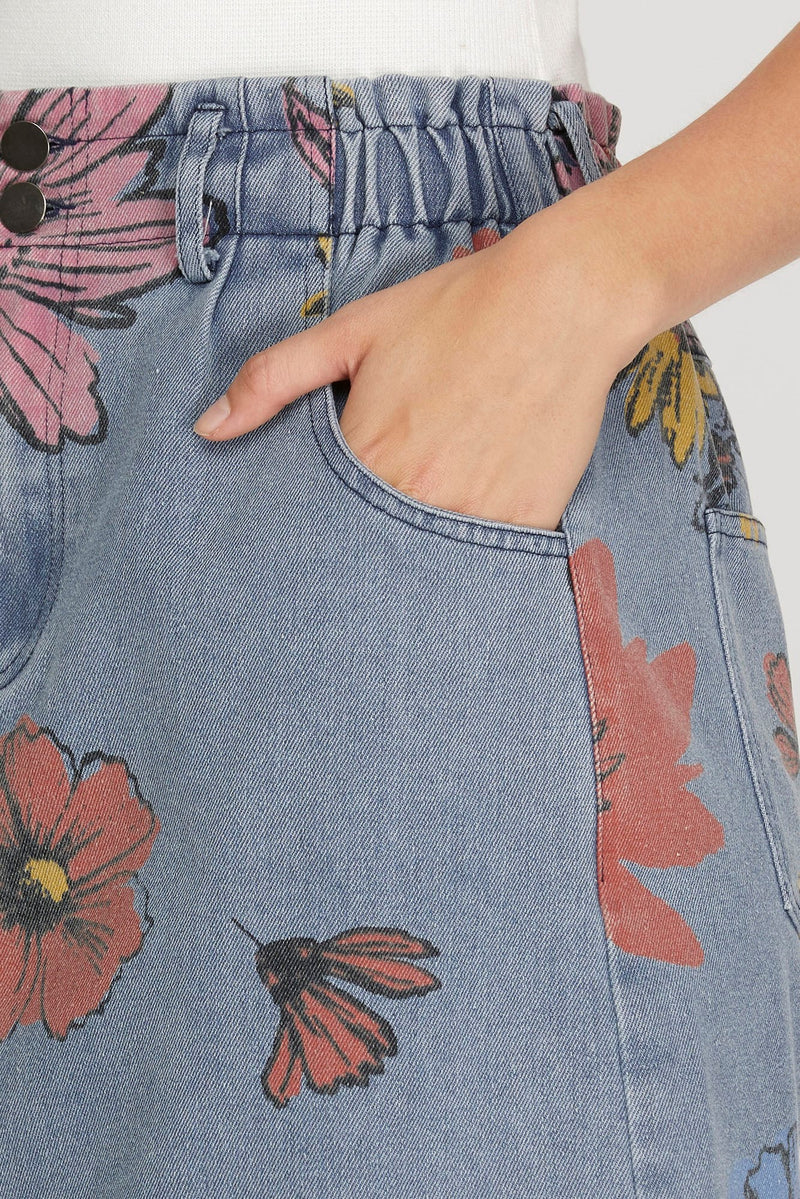 Paperbag Denim Skirt