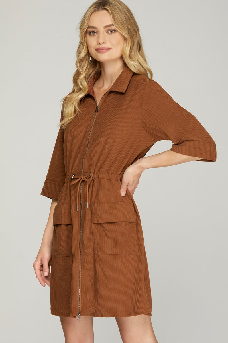 Corduroy Zip Dress