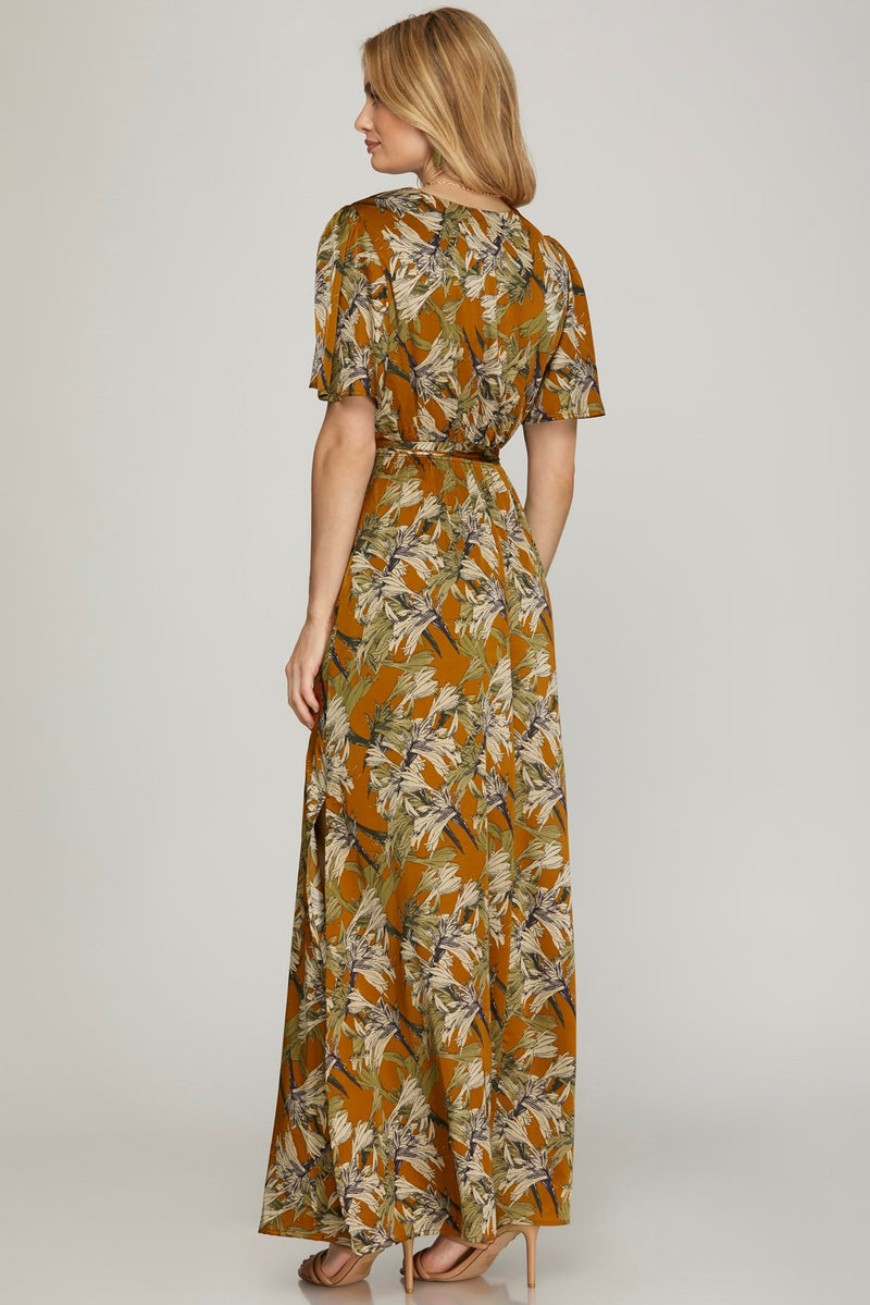 Surplice Print Maxi Dress