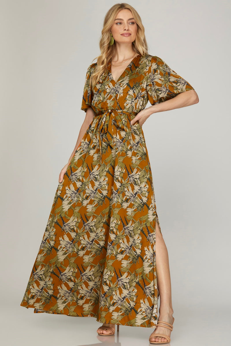 Surplice Print Maxi Dress